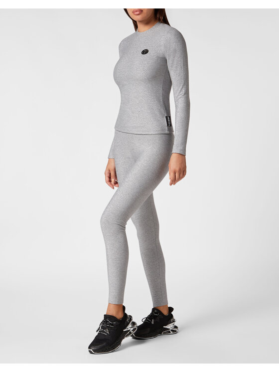 Plein Sport Plein Sport Bluzka 4491 Srebrny Regular Fit