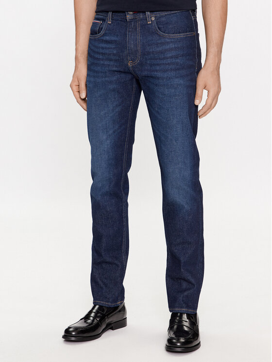 Tommy Hilfiger Jeans hlače Denton MW0MW32258 Mornarsko modra Straight Fit