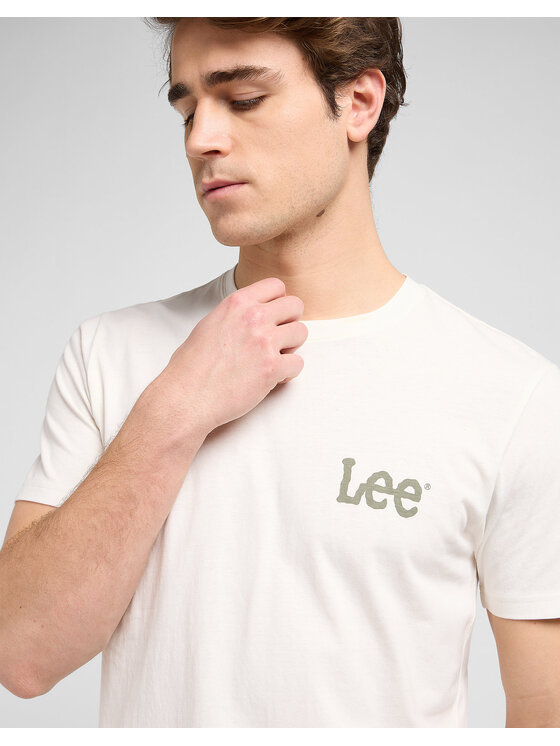 Lee Lee T-shirt MEDIUM WOBBLY TEE Bianco Regular Fit