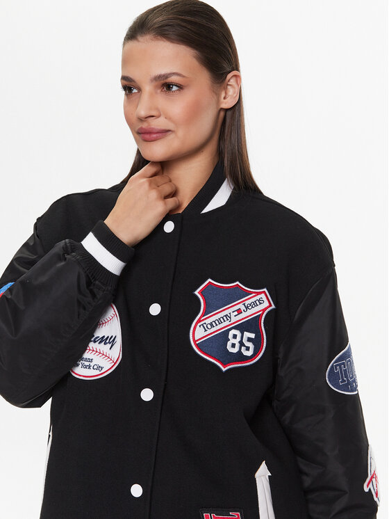 Tommy Jeans Tommy Jeans Μπόμπερ μπουφάν Letterman DW0DW14940 Μαύρο Oversize