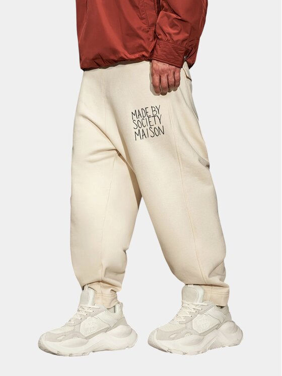 MADE BY SOCIETY MADE BY SOCIETY Spodnie materiałowe Maison Raw - P17655 Biały Basic Fit