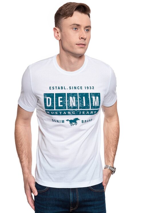 Mustang Mustang T-shirt ALEX C PRINT Bianco Regular Fit