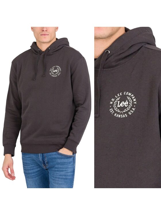 Lee Lee Bluza Logo Hoodie Czarny Hoodie Fit