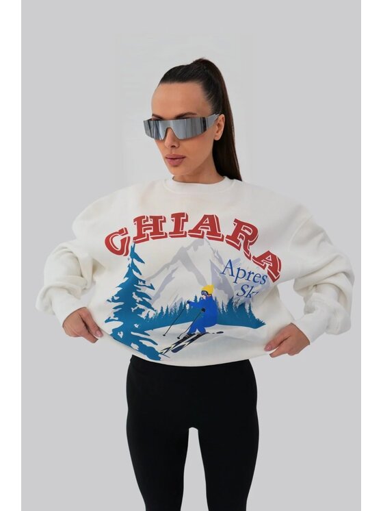 Chiara Wear Chiara Wear Bluza Bluza damska oversize APRES SKI Biały Oversize