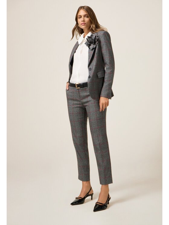 Oltre Oltre Spodnie materiałowe P030R108846N0Z3 Szary Regular Fit