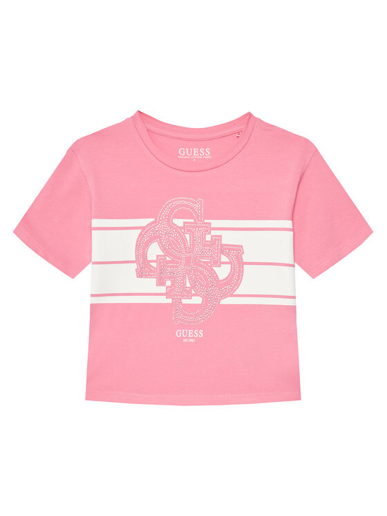 Guess T-Shirt J5YI09 K6YW4 Różowy Regular Fit