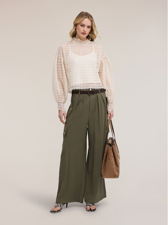Motivi Motivi Pantaloni di tessuto P051Q004450N035 Verde Over Fit