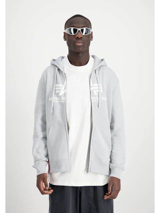 Alpha Industries Alpha Industries Bluza Basic Puff Print Zip Hoodie Szary Regular Fit