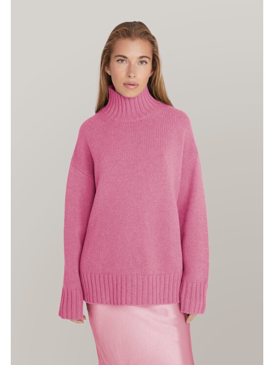 Style Republic Style Republic Golf Sweter o kroju oversize typu boxy, z mieszanki kaszmiru i wełny Różowy Boxy Fit