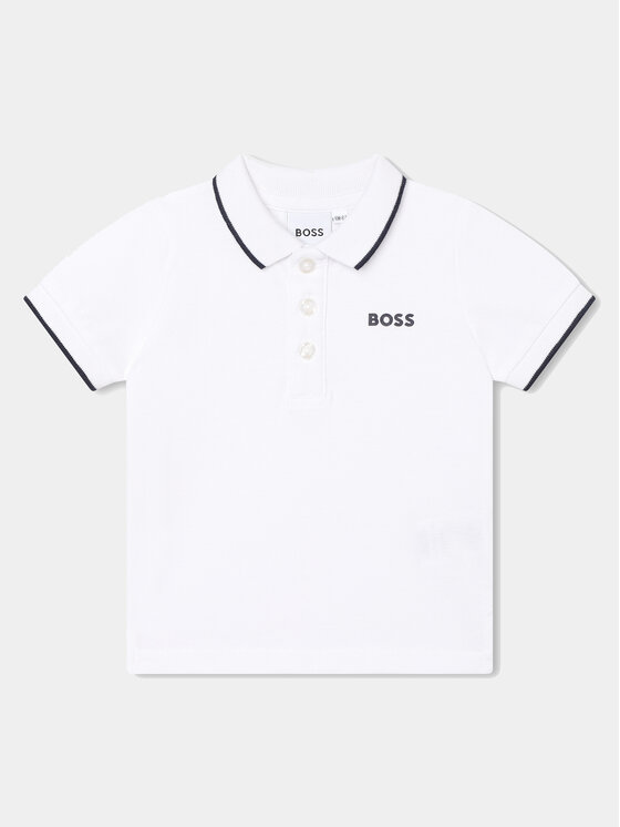 Тениска с яка и копчета Boss