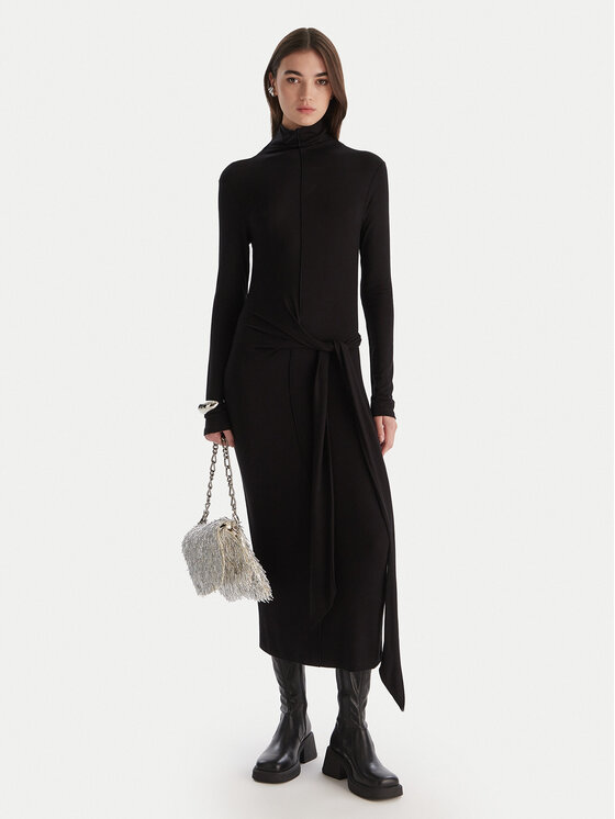 Patrizia Pepe Patrizia Pepe Плетена рокля 2A2958 J337 Черен Regular Fit