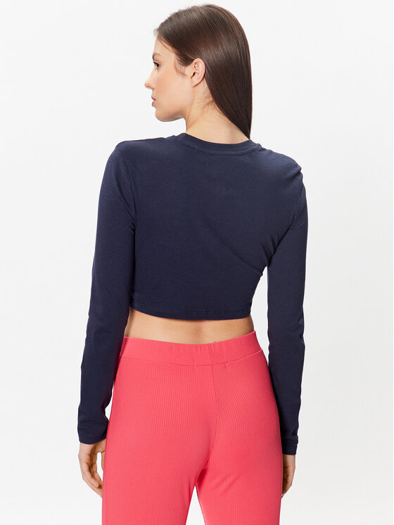Tommy Jeans Tommy Jeans Bluse Essential Logo DW0DW15443 Dunkelblau Cropped Fit