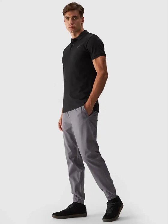 4F 4F Тениска с яка и копчета 4FWMM00TPTSM316-20S Черен Regular Fit