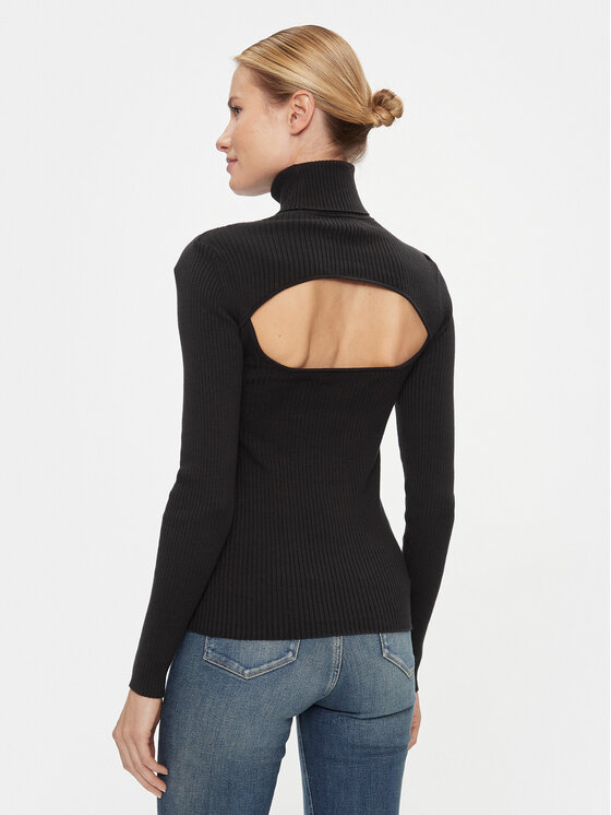 Calvin Klein Jeans Calvin Klein Jeans Rollkragenpullover 2 In 1 Cut Out Tight Sweater J20J222621 Schwarz Slim Fit