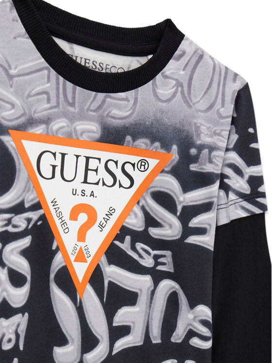 Guess Guess Set majica i hlače N6YG02 K4077 Crna Regular Fit