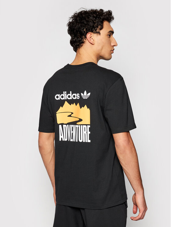 T-shirt Adventure Mountain Back Print GN2367 Nero