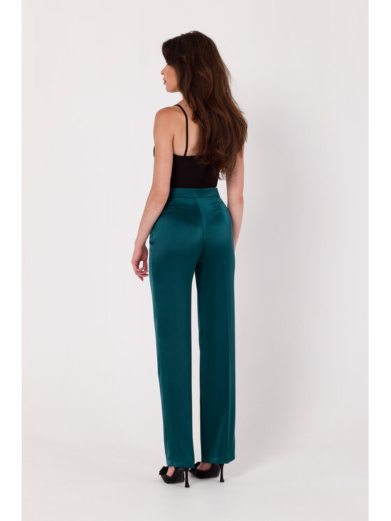 Makover Makover Dámské kalhoty K174 Zelená Modern Fit
