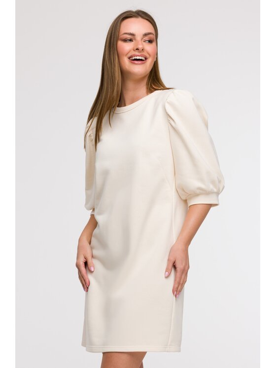 BeWear BeWear Sukienka letnia B291 Kremowy Comfortable Fit