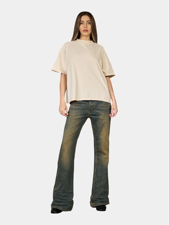 MADE BY SOCIETY MADE BY SOCIETY T-Shirt Tricou NEURAL - T27193 Beżowy Basic Fit