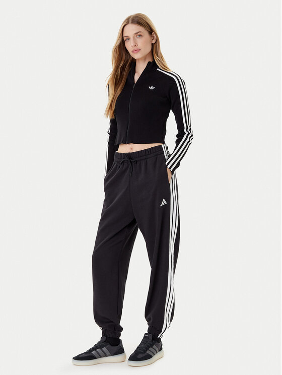 adidas adidas Spodnie dresowe Essentials 3-Stripes Fleece JE1276 Czarny Loose Fit