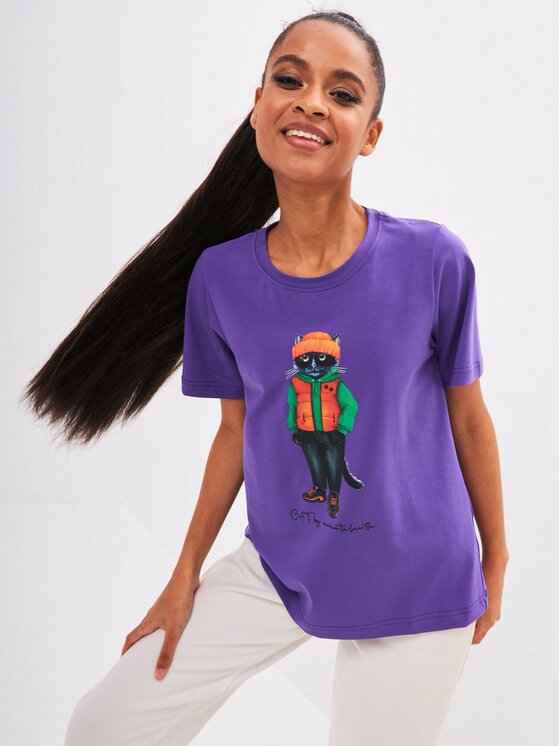 CAT by maniita lacitta CAT by maniita lacitta T-Shirt Printed T-shirt Fioletowy Regular Fit