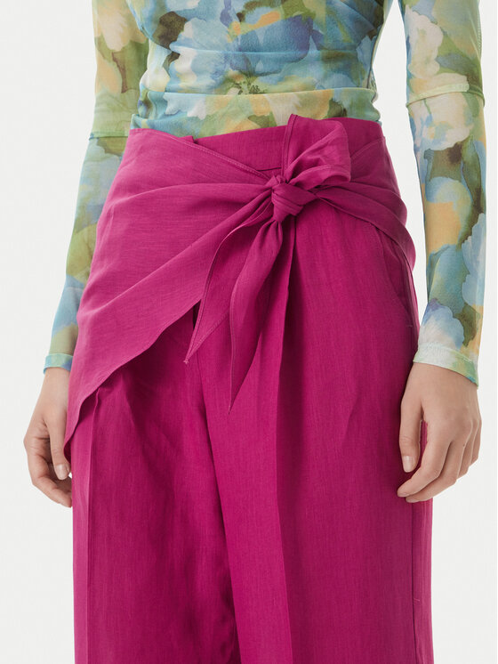 Marella Marella Medžiaginės kelnės Solista 2613131114 Rožinė Relaxed Fit