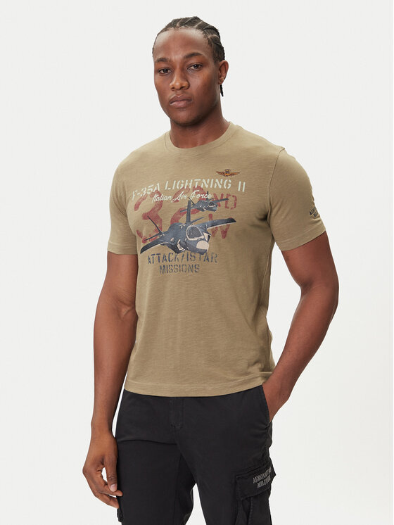 Aeronautica Militare Aeronautica Militare Majica 252TS2472UJ00708 Khaki Regular Fit