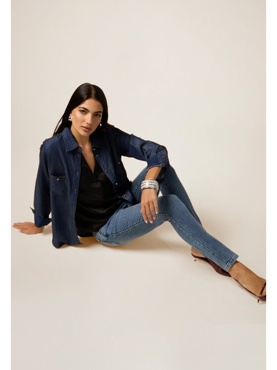 Oltre Oltre Jeans P573R008574N024 Turchese Skin Fit