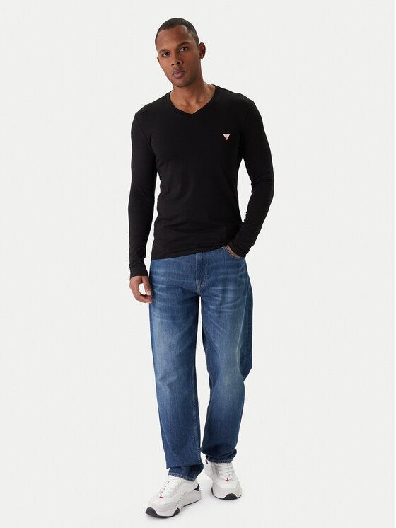 Guess Guess Тениска с дълъг ръкав M2YI08 J1314 Черен Slim Fit