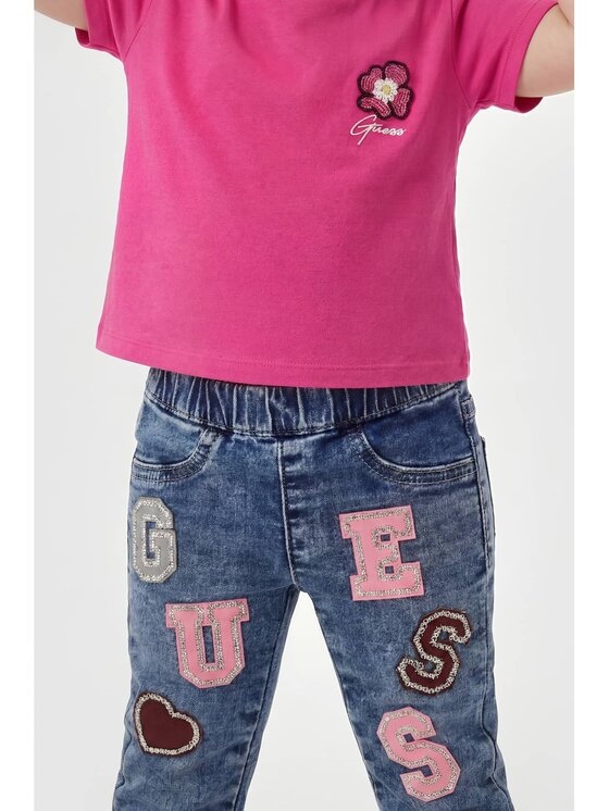 Guess Kids Guess Kids Kalhoty z materiálu 183318 Modrá Regular Fit