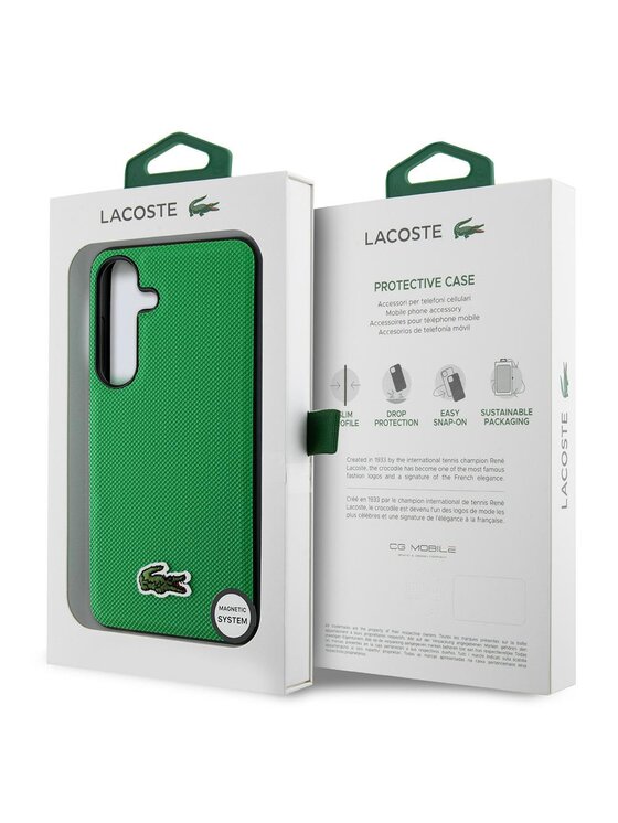 Lacoste Lacoste Etui na telefon Iconic Petit Pique Woven Logo CBDY Strap MagSafe Zielony