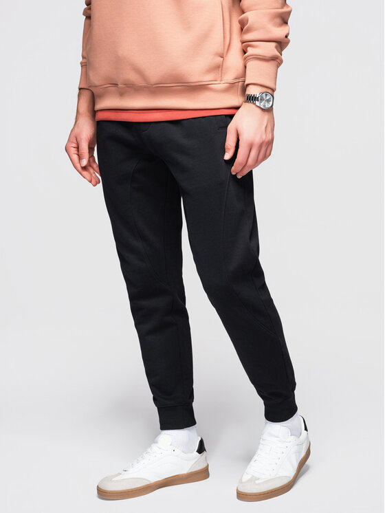 Ombre Ombre Spodnie dresowe OM-PABS-0305 Czarny Regular Fit