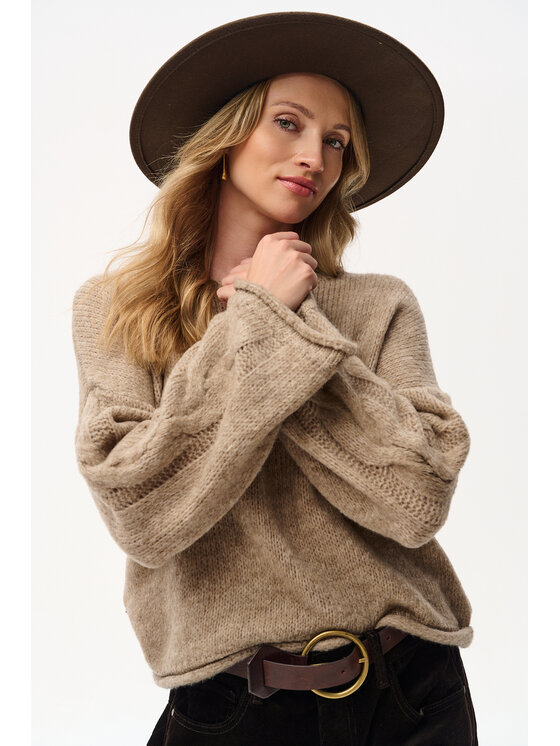 blue shadow blue shadow Sweter Koda Brązowy Regular Fit