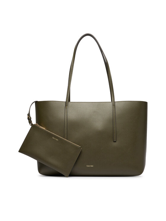 Calvin Klein Calvin Klein Τσάντα Foil Logo Tote W/Pouch LV04F3274G Σκούρο πράσινο