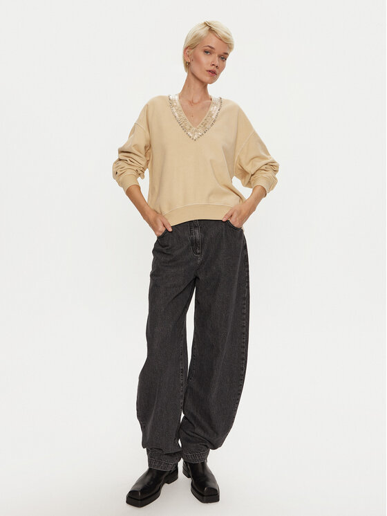 PINKO PINKO Majica dugih rukava Raboni 104458 A297 Bež Regular Fit