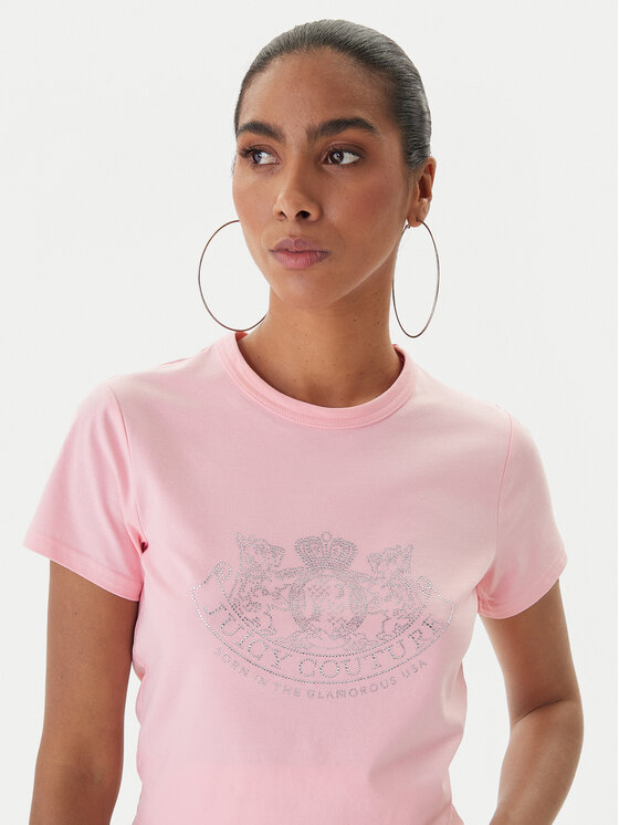 Juicy Couture Juicy Couture Póló JCGTK225015 Rózsaszín Slim Fit