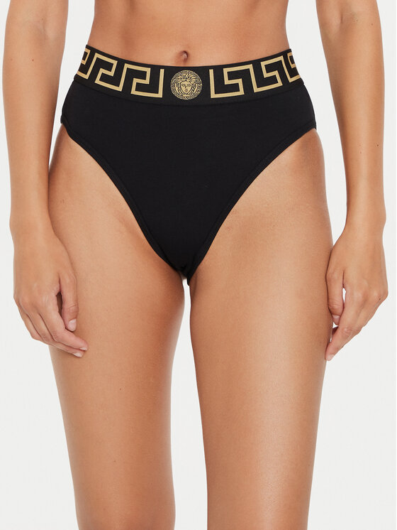 Versace Klasické nohavičky s vysokým pásom AUD01050 1A10011 Čierna