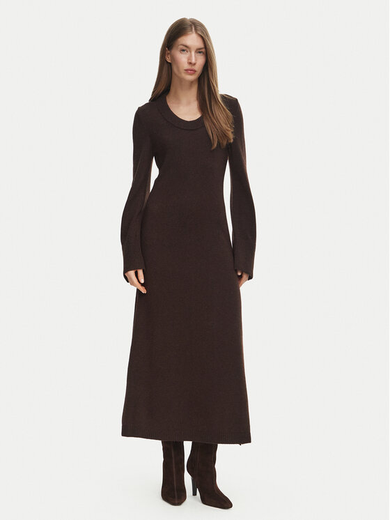 Tommy Hilfiger Tommy Hilfiger Pletena obleka Scoop WW0WW52306 Temno rjava Regular Fit