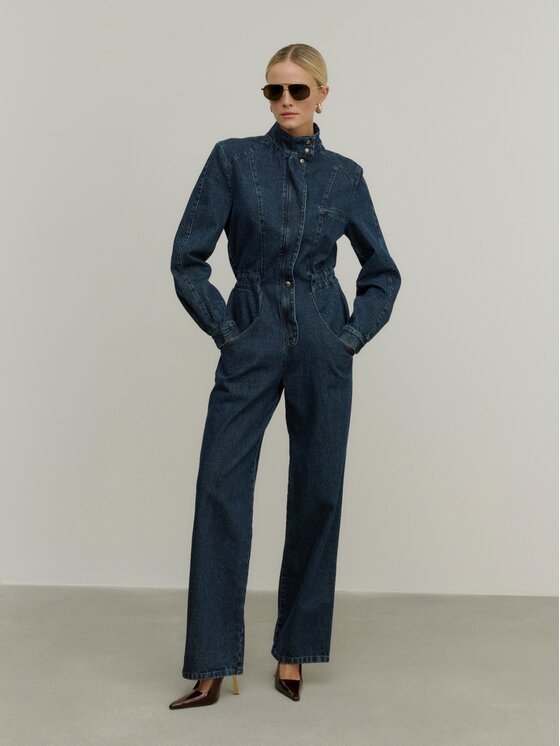 La Mania La Mania Kombinezon JEANSUIT Granatowy Classic Fit