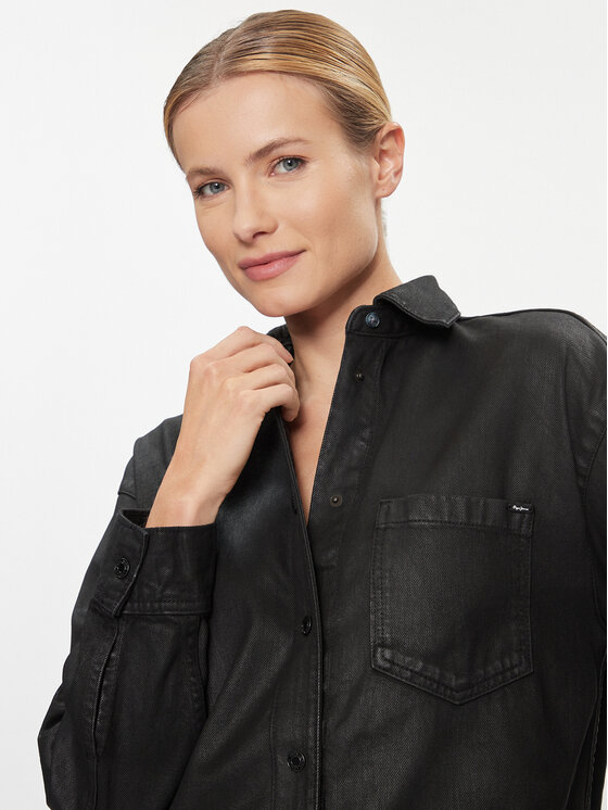 Pepe Jeans Pepe Jeans Τζιν πουκάμισο Alix PL304729 Μαύρο Oversize