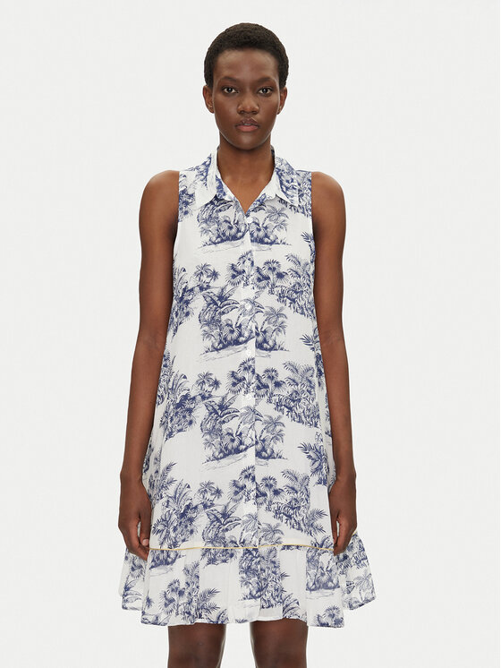 Iconique Iconique Рокля тип риза IC25-074 Бял Regular Fit