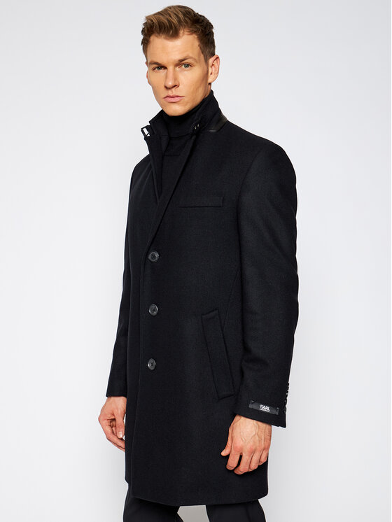 KARL LAGERFELD KARL LAGERFELD Płaszcz wełniany Twister 455704 502799 Czarny Regular Fit
