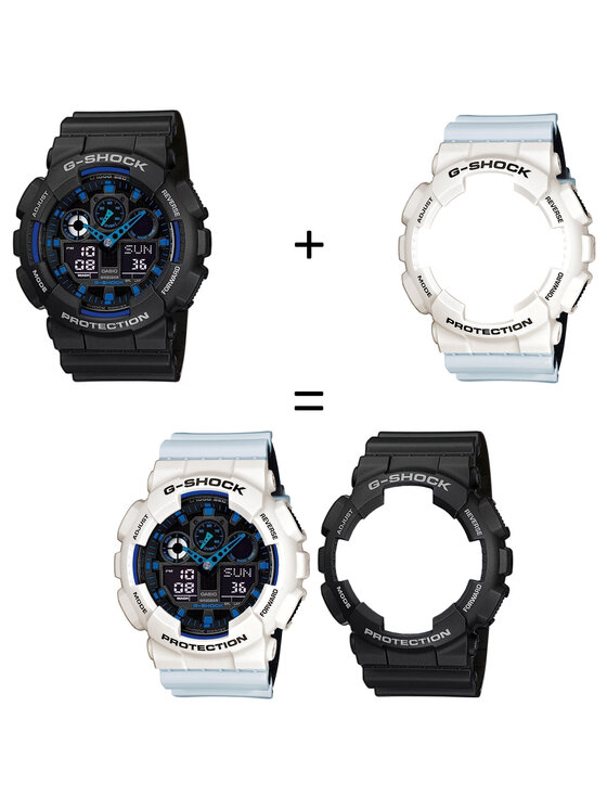 Casio Casio Zegarek SET GA-100-1A2ER + BEZEL 10395292 + PASEK 10527469 Biały