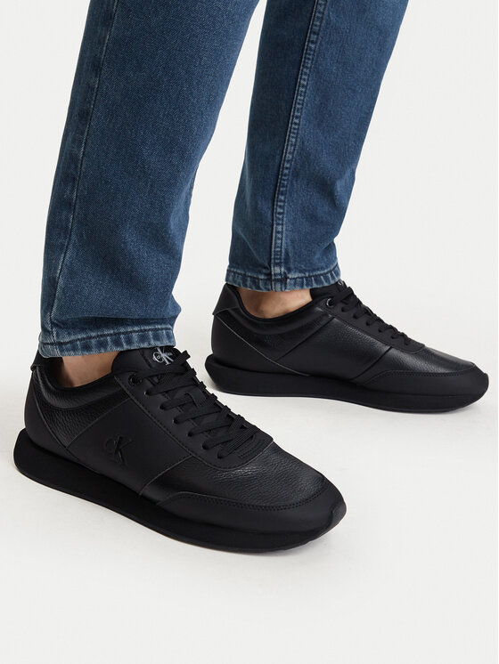Calvin Klein Calvin Klein Sneakersy Retro Run Lace Band Tmb Lth Mix HM0HM02447 Czarny