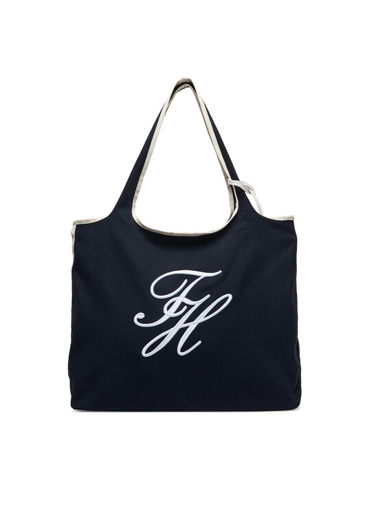 Tommy Hilfiger Tommy Hilfiger Táska Th Summer Tote Canvas AW0AW18398 Sötétkék