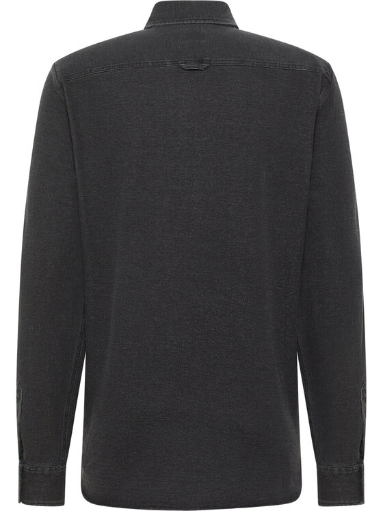 Mustang Mustang Koszula CLEMENS KNIT TERRY SHIRT Czarny Regular Fit
