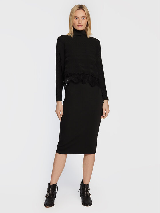 Nissa Set pulover și rochie RZ13527 Negru Regular Fit