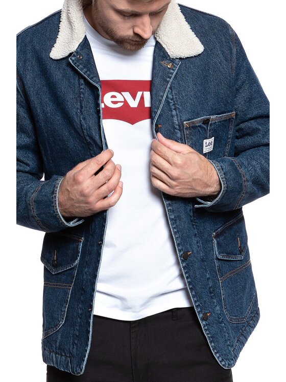 Lee Lee Giubbotto invernale LONG LOCO SHERPA Blu Regular Fit