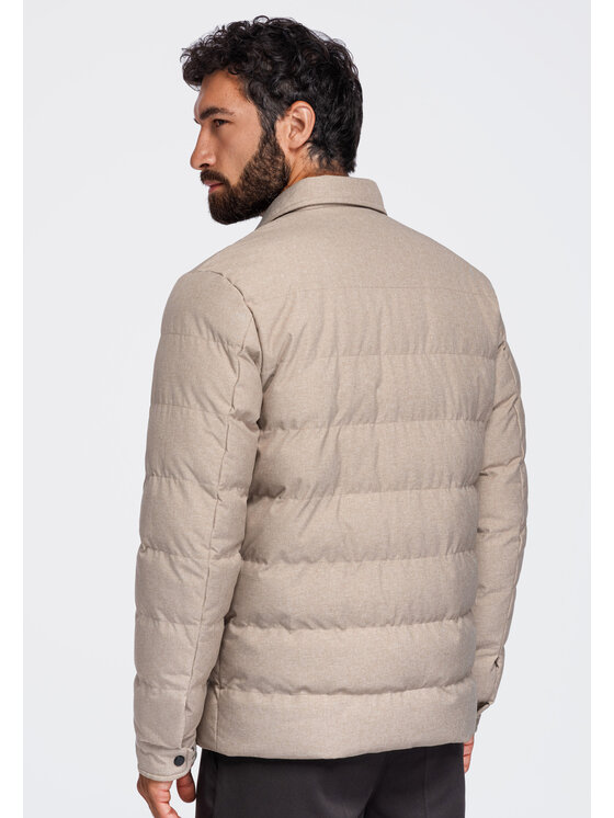 Ombre Ombre Kurtka przejściowa OM-JALP-0256 Beżowy Regular Fit