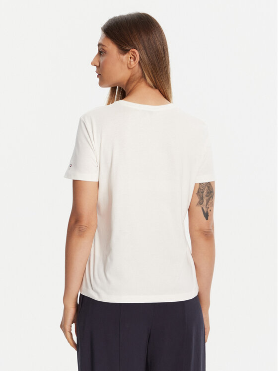 Tommy Hilfiger Tommy Hilfiger T-särk Gold Crest WW0WW46153 Valge Regular Fit